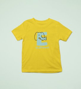 Elephantastic, Boys Round Neck Blended Cotton Tshirt (Yellow)