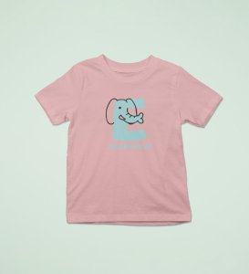 Elephantastic, Boys Round Neck Blended Cotton Tshirt (Baby pink)