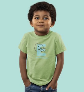 Elephantastic, Boys Round Neck Blended Cotton Tshirt (Olive)