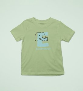 Elephantastic, Boys Round Neck Blended Cotton Tshirt (Olive)