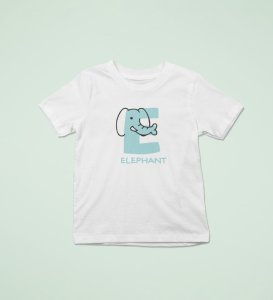 Elephantastic, Boys Round Neck Blended Cotton Tshirt (White)