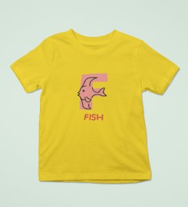 Fishy Fish, Printed Cotton Tshirt (Yellow) for Boys