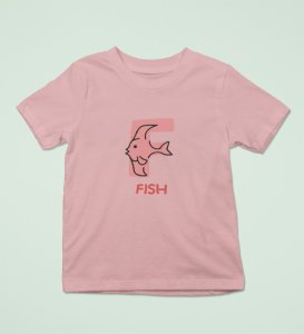 Fishy Fish, Printed Cotton Tshirt (Baby pink) for Boys