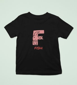 Fishy Fish, Printed Cotton Tshirt (Black) for Boys