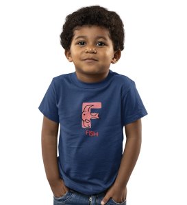 Fishy Fish, Printed Cotton Tshirt (Navy blue) for Boys