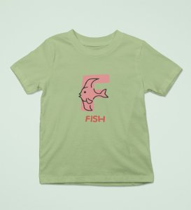 Fishy Fish, Printed Cotton Tshirt (Olive) for Boys