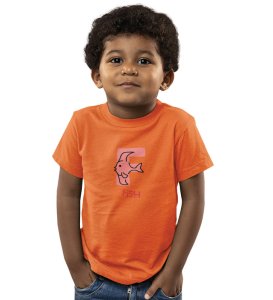 Fishy Fish, Printed Cotton Tshirt (Orange) for Boys