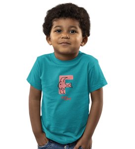 Fishy Fish, Printed Cotton Tshirt (Teal) for Boys