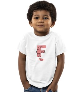 Fishy Fish, Printed Cotton Tshirt (White) for Boys