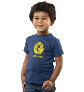 Giraffe, Boys Printed Crew Neck Tshirt (Navy blue)