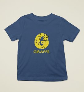 Giraffe, Boys Printed Crew Neck Tshirt (Navy blue)