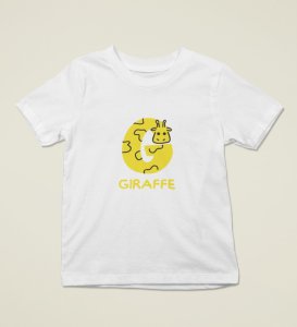Giraffe, Boys Printed Crew Neck Tshirt (White)