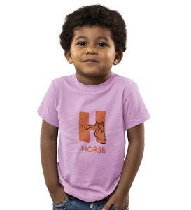 Homely Horse, Boys Round Neck Printed Blended Cotton Tshirt (Purple)