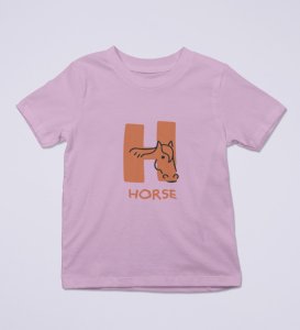 Homely Horse, Boys Round Neck Printed Blended Cotton Tshirt (Purple)