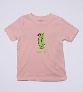 Intelligent Iguana, Boys Printed Crew Neck Tshirt (Baby pink)
