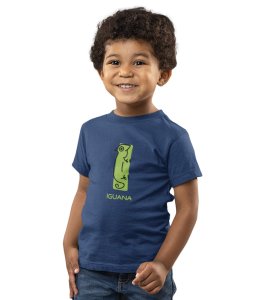 Intelligent Iguana, Boys Printed Crew Neck Tshirt (Navy blue)