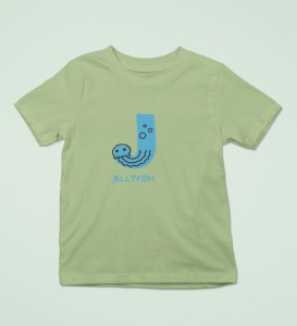 Jolly Jellyfish, Boys Cotton Text Print Tshirt (Olive)