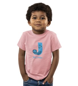Jolly Jellyfish, Boys Cotton Text Print Tshirt (Baby pink) 