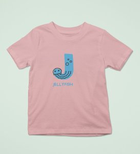Jolly Jellyfish, Boys Cotton Text Print Tshirt (Baby pink)