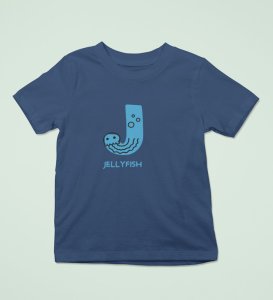 Jolly Jellyfish, Boys Cotton Text Print Tshirt (Navy blue)