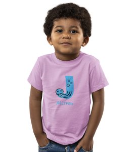Jolly Jellyfish, Boys Cotton Text Print Tshirt (Purple) 