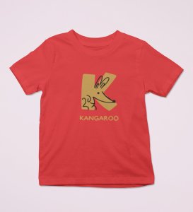 Kangaroo, Printed Cotton Tshirt (Red) for Boys