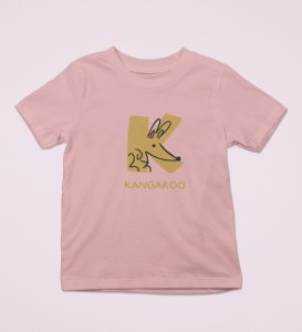 Kangaroo, Printed Cotton Tshirt (Baby pink) for Boys