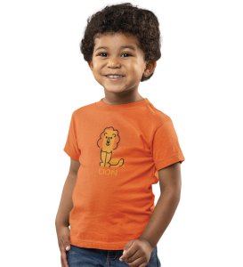 Lazy Lion, Boys Printed Crew Neck Tshirt (Orange)