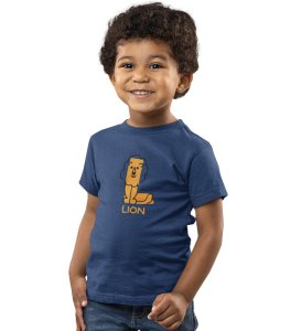 Lazy Lion, Boys Printed Crew Neck Tshirt (Navy blue)