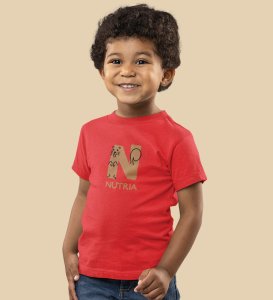 Naughty Nutria, Boys Round Neck Blended Cotton Tshirt (Red)