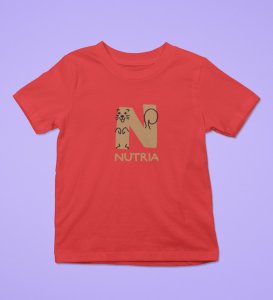 Naughty Nutria, Boys Round Neck Blended Cotton Tshirt (Red)
