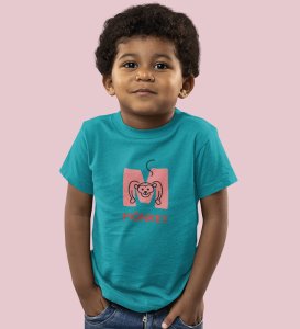 Monkey Love, Boys Cotton Text Print Tshirt (Teal)