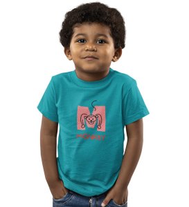 Monkey Love, Boys Cotton Text Print Tshirt (Teal) 