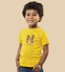 Naughty Nutria, Boys Round Neck Blended Cotton Tshirt (Yellow)