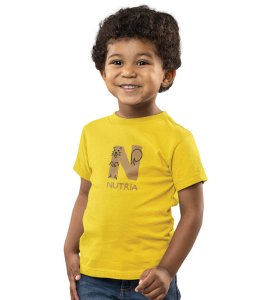 Naughty Nutria, Boys Round Neck Blended Cotton Tshirt (Yellow)
