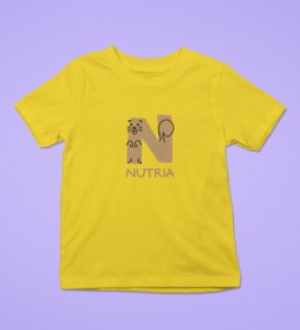 Naughty Nutria, Boys Round Neck Blended Cotton Tshirt (Yellow)