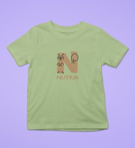 Naughty Nutria, Boys Round Neck Blended Cotton Tshirt (Olive)