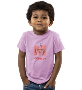 Monkey Love, Boys Cotton Text Print Tshirt (Purple) 