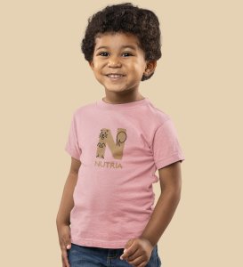 Naughty Nutria, Boys Round Neck Blended Cotton Tshirt (Baby pink)