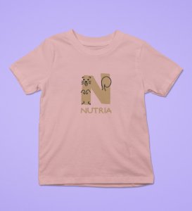 Naughty Nutria, Boys Round Neck Blended Cotton Tshirt (Baby pink)