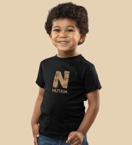 Naughty Nutria, Boys Round Neck Blended Cotton Tshirt (Black)