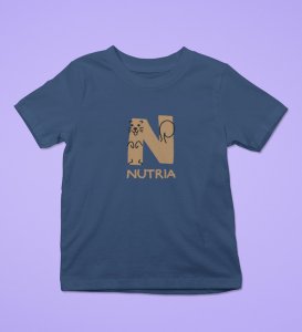 Naughty Nutria, Boys Round Neck Blended Cotton Tshirt (Navy blue)