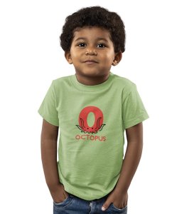 Ocean Octopus, Boys Printed Crew Neck Tshirt (Olive)