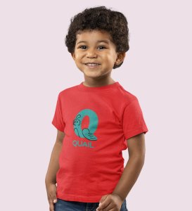 Quacky Quail, Boys Round Neck Blended Cotton Tshirt (Red)