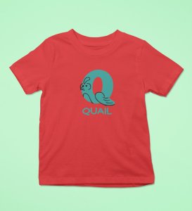 Quacky Quail, Boys Round Neck Blended Cotton Tshirt (Red)