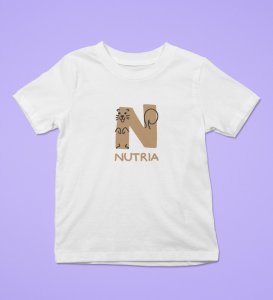 Naughty Nutria, Boys Round Neck Blended Cotton Tshirt (White)