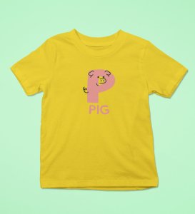 Pepper Pig, Boys Cotton Text Print Tshirt (Yellow)