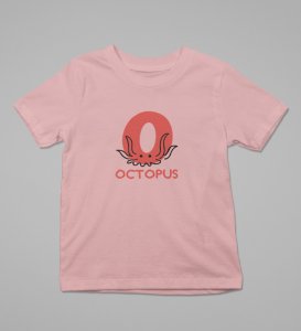 Ocean Octopus, Boys Printed Crew Neck Tshirt (Baby pink)