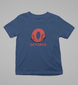 Ocean Octopus, Boys Printed Crew Neck Tshirt (Navy blue)
