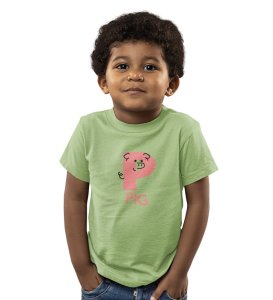 Pepper Pig, Boys Cotton Text Print Tshirt (Olive)